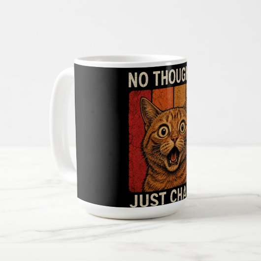 Mug Conception de mème de chat orange Chaos sans pensé (Devant gauche)