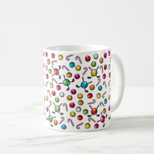 Mug Conception de monogramme de golf de Noël (Devant droit)
