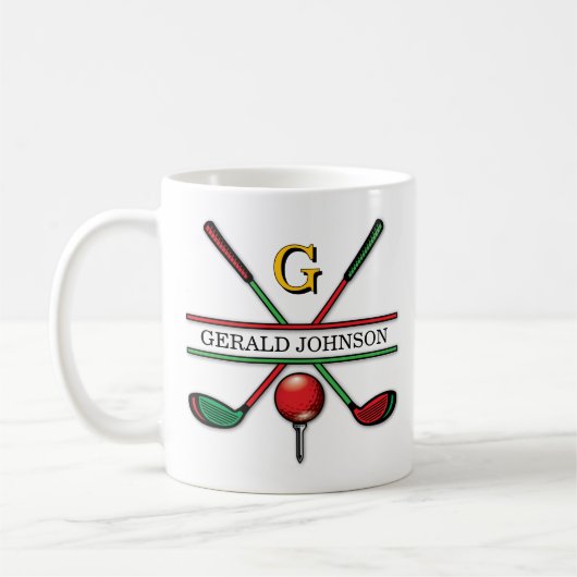 Mug Conception de monogramme de golf de Noël (Gauche)