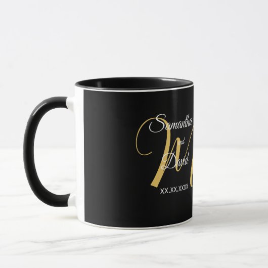 Mug Conception de monogramme de mariage avec noms et d (Gauche)