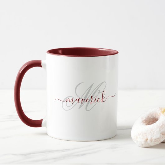 Mug Conception de monogramme de nom personnalisé éléga (Avec donut)