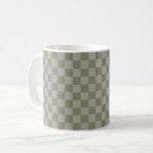 Mug Conception de motif à carreaux vert olive et gris (Devant gauche)