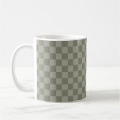 Mug Conception de motif à carreaux vert olive et gris (Gauche)
