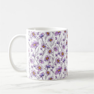 Mug Conception de motif botanique de fleur sauvage vio