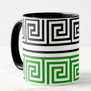 Mug Conception de motif de frise à clé grecque noire v
