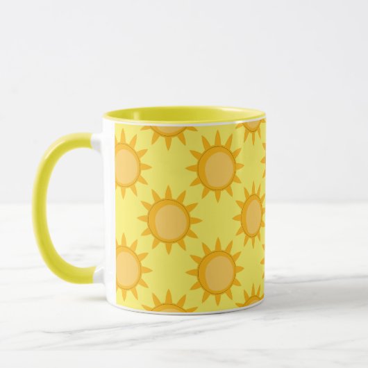 Mug Conception de motif de soleil ensoleillé sur jaune (Gauche)