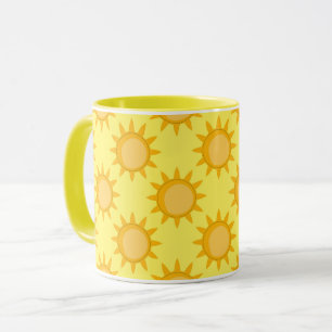 Mug Conception de motif de soleil ensoleillé sur jaune