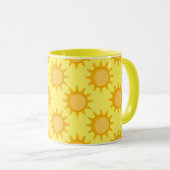 Mug Conception de motif de soleil ensoleillé sur jaune (Devant droit)