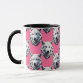 Mug Conception de motif de tête de loup blanc rose  (Gauche)