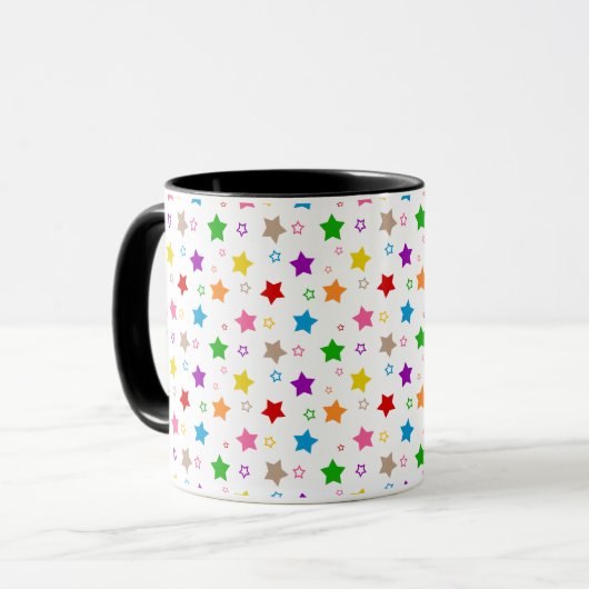 Mug Conception de motif d'étoiles colorées blanc  (Devant gauche)