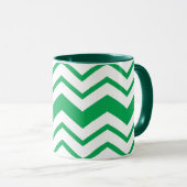 Mug Conception de motif en chevron zigzag blanc vert  (Devant droit)