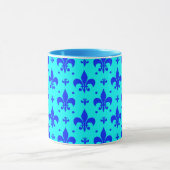 Mug Conception de motif fleur de lis bleu cyan (Centre)