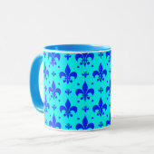 Mug Conception de motif fleur de lis bleu cyan (Devant gauche)