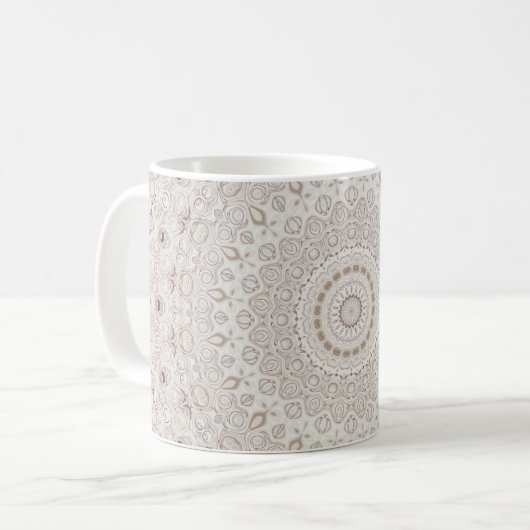 Mug Conception de motif mandala beige et taupe (Devant gauche)