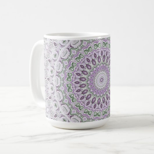 Mug Conception de motif mandala lavande et vert (Devant gauche)