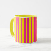 Mug Conception de motif rayé stylé rose jaune (Devant gauche)