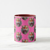 Mug Conception de motif tête de tigre rose (Centre)