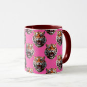 Mug Conception de motif tête de tigre rose (Devant droit)