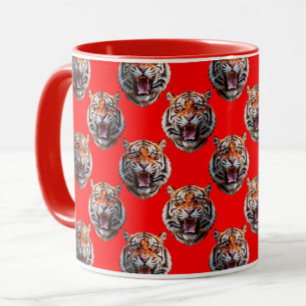 Mug Conception de motif tête de tigre rouge