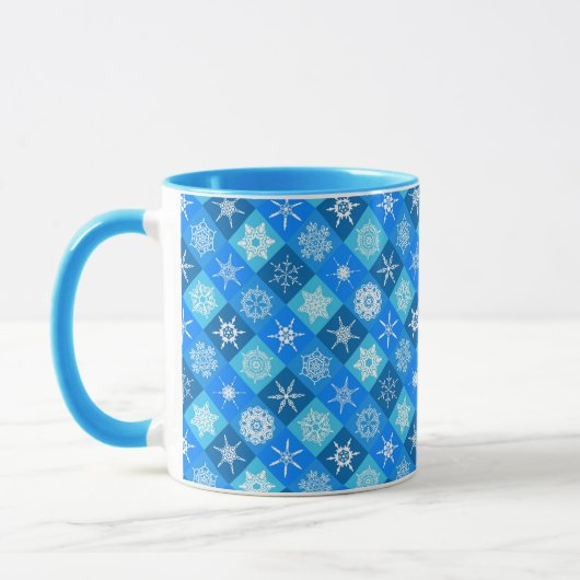 Mug Conception de motifs de flocons de neige bleus mig (Gauche)