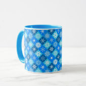 Mug Conception de motifs de flocons de neige bleus mig (Devant gauche)