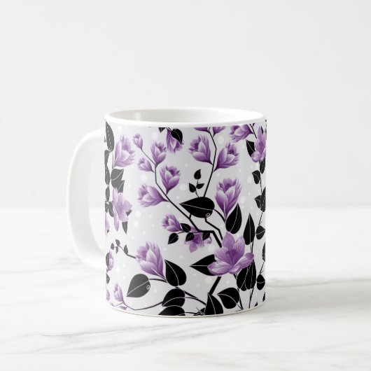 Mug Conception de motifs floraux violet clair (Devant gauche)