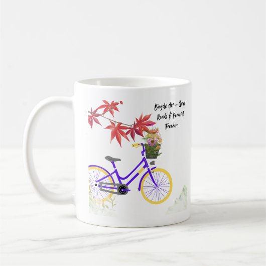 Mug Conception de motivation de bicyclette florale (Gauche)
