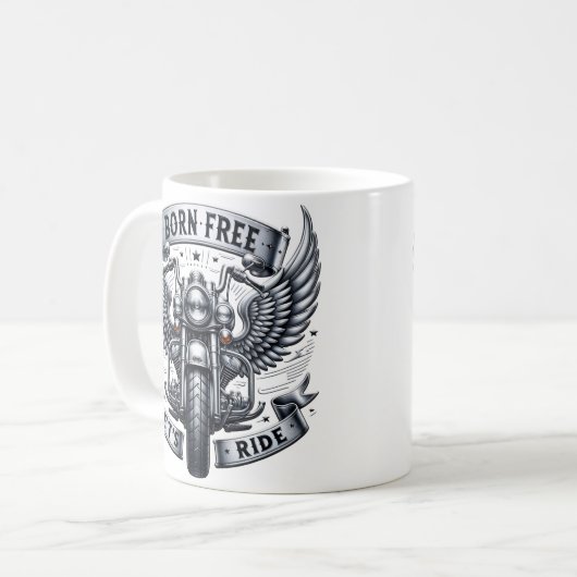 Mug Conception de moto avec ailes et slogans (Devant gauche)
