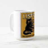 Mug Conception de musique de piano pour chat noir (Devant gauche)