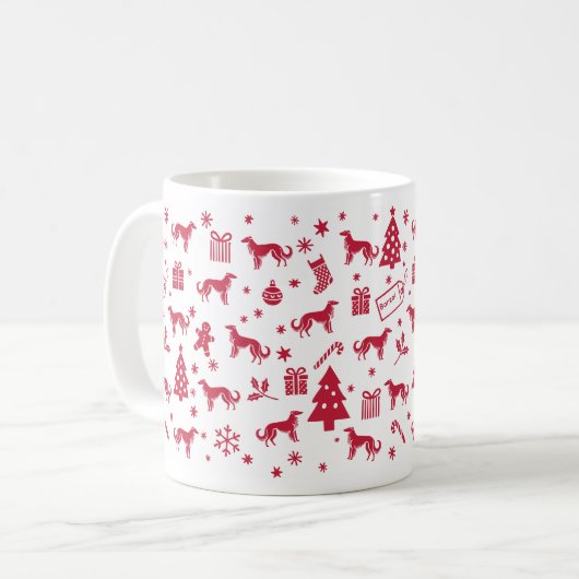 Mug Conception de Noël à Borzoi (Devant gauche)