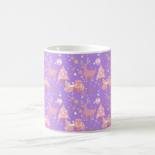 Mug Conception de Noël rose et violet et or (Centre)