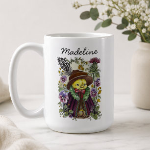 Mug Conception de nom d'oiseau fantaisiste et de fleur