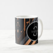 Mug Conception de nom en cercle de monogramme Art Déco (Devant droit)