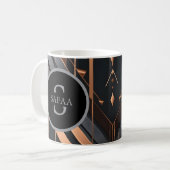 Mug Conception de nom en cercle de monogramme Art Déco (Devant gauche)