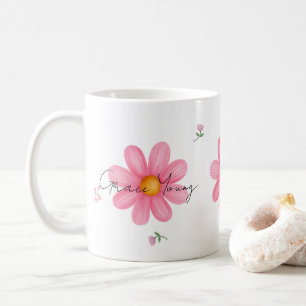 Mug Conception de nom floral personnalisée de margueri