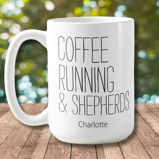 Mug Conception de nom modifiable Bergers à café couran