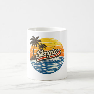 Mug Conception de nom Sergio Retro Sunset