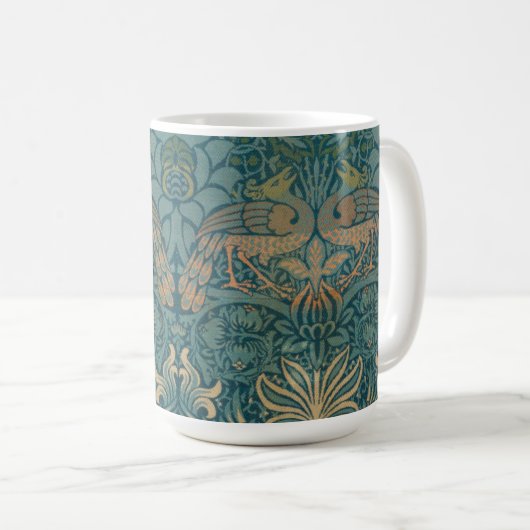 Mug Conception de paon de William Morris et de textile (Devant droit)