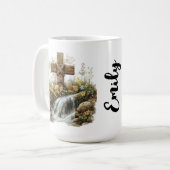Mug Conception de Pâques à cascade de croix rustique (Devant gauche)