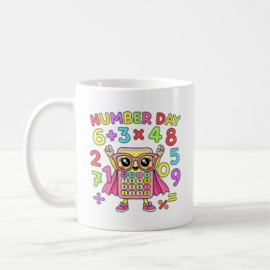 Mug Conception de personnage de calculatrice mignonne (Gauche)