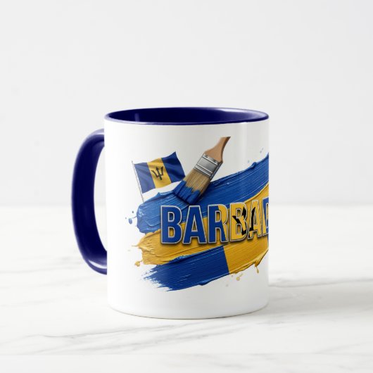 Mug Conception de pinceau de peinture de la Barbade | (Devant gauche)