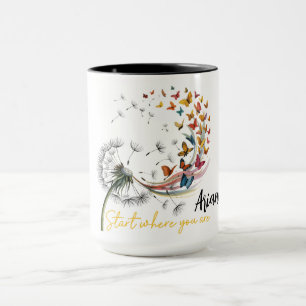 Mug Conception de pissenlit à papillon