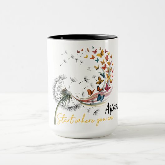 Mug Conception de pissenlit à papillon (Centre)
