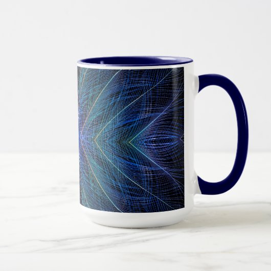 Mug Conception de plume fractale bleue (Droite)