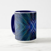 Mug Conception de plume fractale bleue (Devant gauche)