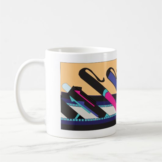 Mug conception de pochette à crayons d'école rétro  (Gauche)