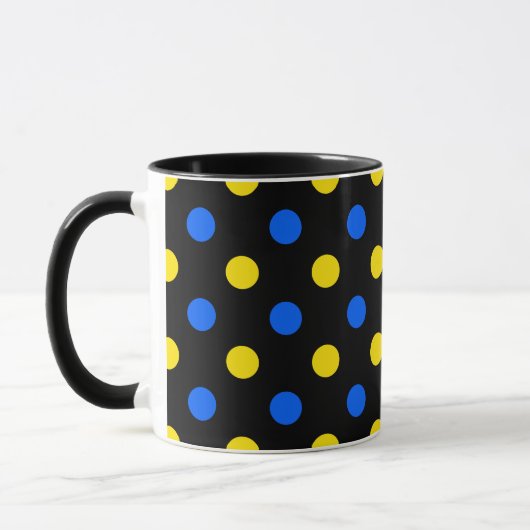 Mug Conception de points noirs bleus jaunes (Gauche)
