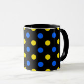 Mug Conception de points noirs bleus jaunes (Devant droit)