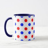Mug Conception de points polka blancs rouges bleus (Gauche)