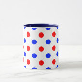 Mug Conception de points polka blancs rouges bleus (Centre)